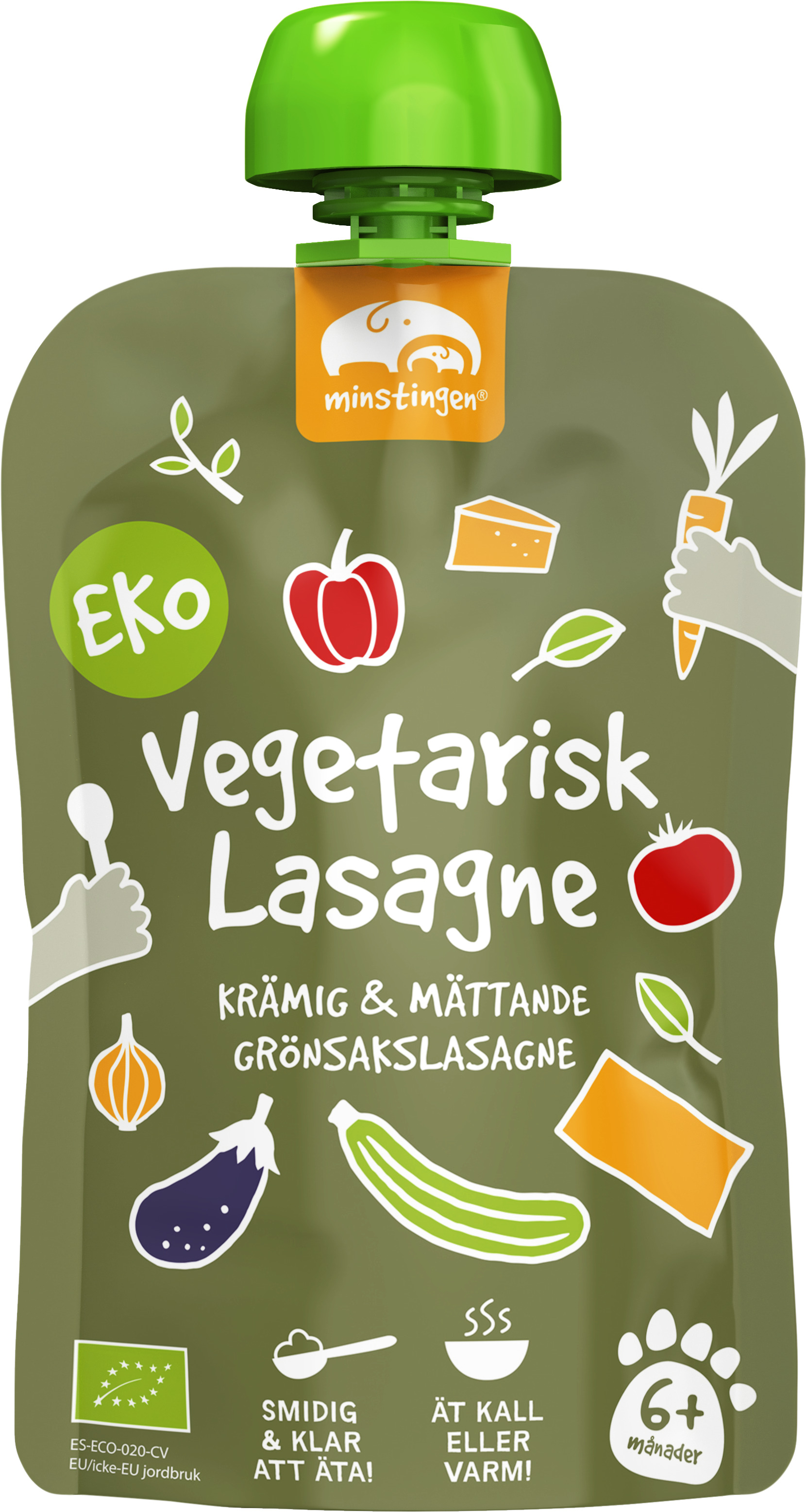 Ekologisk barnmat vegetarisk lasagne i klämpåse