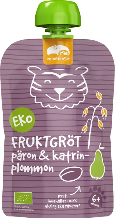 Ekologisk fruktgröt päron katrinplommon i klämpåse